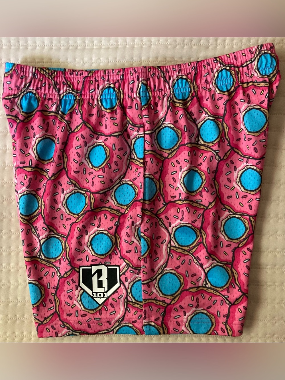 Baseball Lifestyle 101 Mesh Shorts Men’s Small Pink Donut Print 5” Inseam - Picture 4 of 10